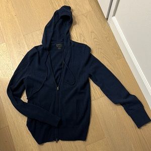 Jcrew Navy zip up cashmere hoodie
